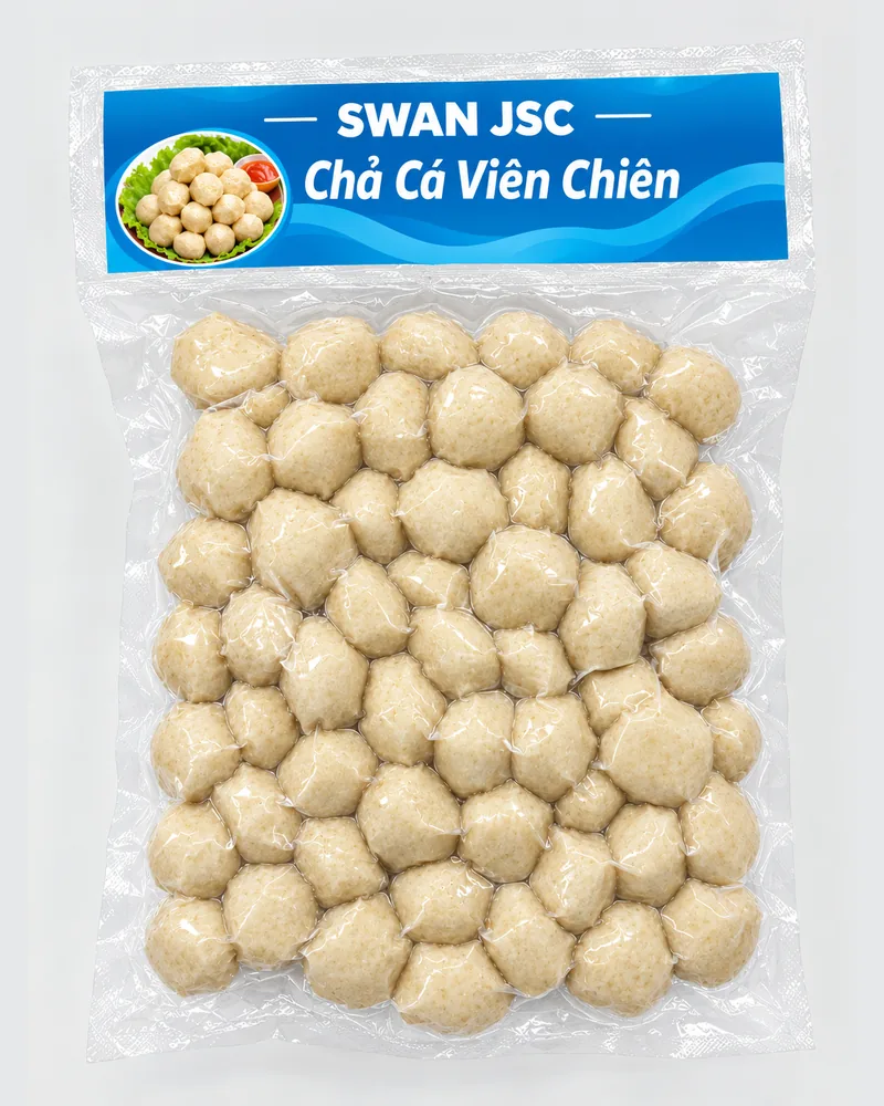 Frozen fried fish balls