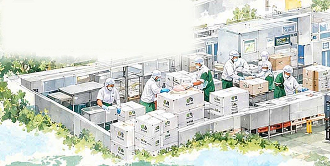 製品を箱に梱包する作業員