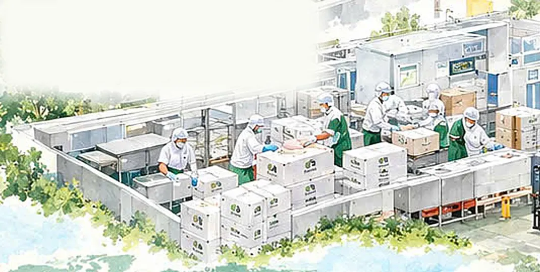 Công nhân đóng gói sản phẩm vào thùng